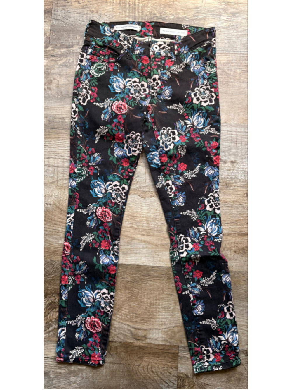 Pilcro and the Letterpress by Anthropologie Floral Mid-Rise Skinny Jeans Size 25